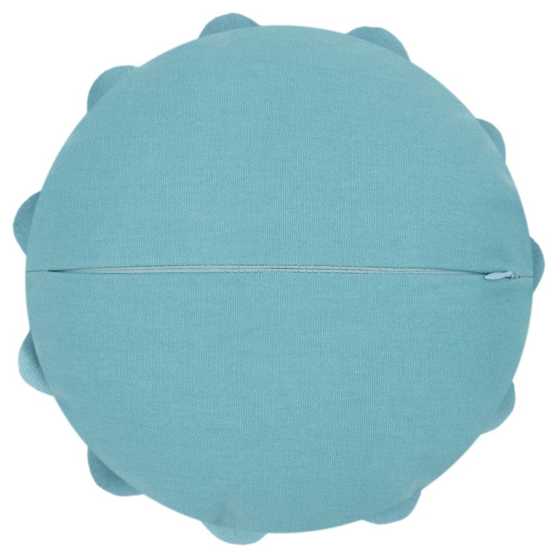 JWH Handmade Flower Pillow Cover Decorative Floral Pillow Case Round Cushion Summer Pillowcase for Home Bed Couch 14x14 Inches Teal Blue - Image 2